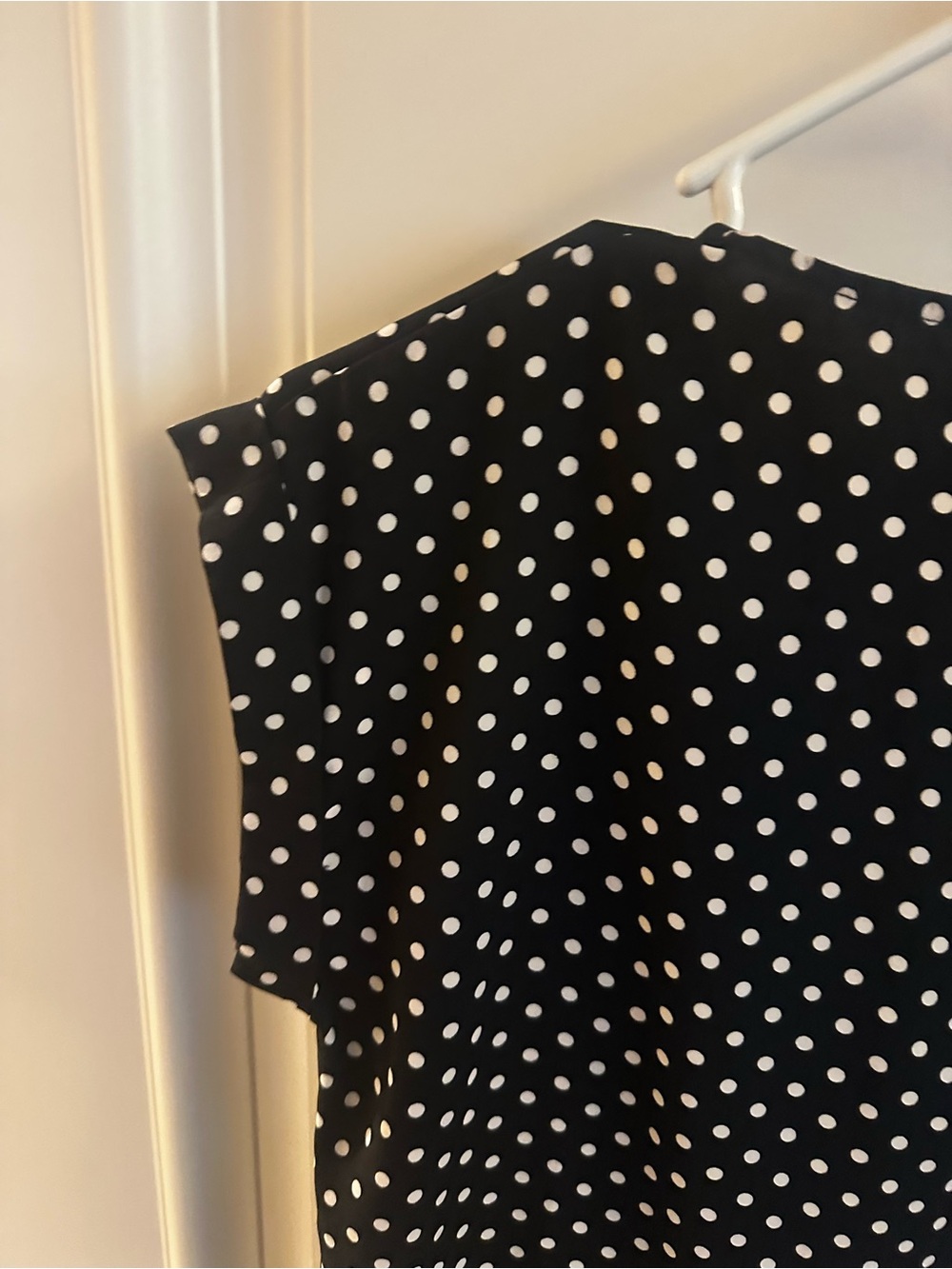 Express Black Polka Dot Zip-Front Top - Picture 15 of 16